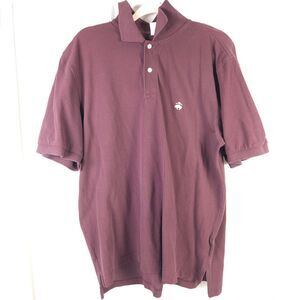 Brooks Brothers 346 Burgundy Red Short Sleeve Cotton Polo Mens Large